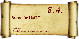 Busa Anikó névjegykártya