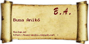 Busa Anikó névjegykártya